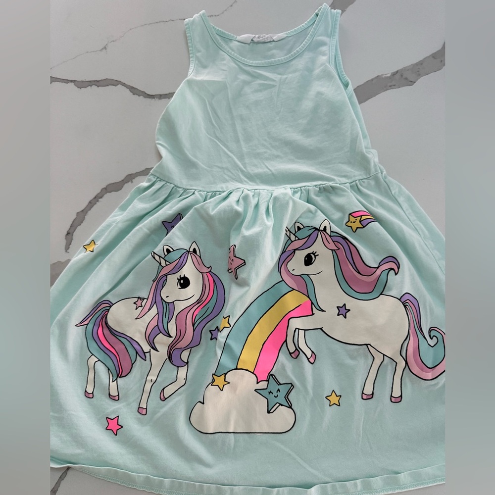 H&M Green Casual Dress with Whimsical Design